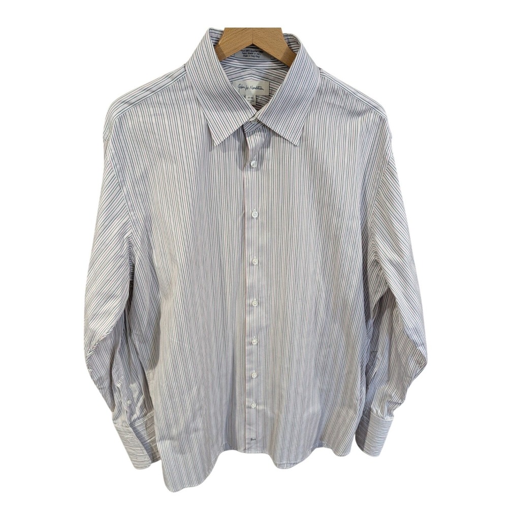 John W Nordstrom Tailored Fit Striped Dress Shirt Mens 17 35 Egyptian Cotton